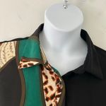 SheIn Women's Button Front Tie Waist Animal Print Paisley Long Sleeve Shirt Dress XL Photo 2