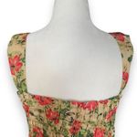 Blistella Crop Top Tan Red Tropical Floral Detail Sleeveless Sweetheart Neck Size M Photo 8