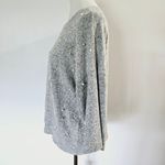 ZARA Gray Pearl Embellished Drop Shoulder ¾ Sleeve Knit Top Size Medium Photo 2
