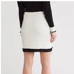 Adrianna Papell Fringe Trim Tweed Miniskirt in Ivory Black Size XSmall NWT Photo 1