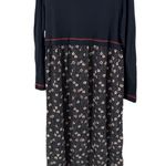 Carole Little Black Maxi Dress long sleeve floral polka dots L VTG casual 90s Size L Photo 1