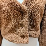 PINK - Victoria's Secret  Tan Sherpa Cropped Cardigan Medium Photo 1