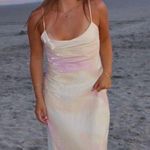 ZARA  maxi long satin foil effect cowl neck body on casual summer vacation dress Photo 4