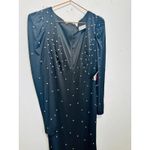 Mac Duggal  55797 Black Rhinestone Encrusted Long Sleeve V-Neck Jersey Gown sz 6 Photo 4