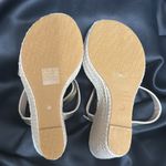 Stuart Weitzman $550 Alex Platform 5.5" Wedge WOVEN RAFFIA GOLD LEATHER Size 7 Photo 5