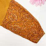 Anthropologie Annette Balloon Sleeve Mixed Media Thermal Floral Bohemian Mustard Photo 8