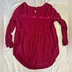 Torrid  Burgundy Maroon Long Sleeve Flowy Babydoll Keyhole Tunic Top 2 Photo 2