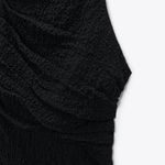 ZARA Black Textured Draped Mini Bodycon Slip Dress Photo 2