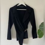 Donna Karan  Open Belted Gold Hook Cardigan Small Black Label Photo 0