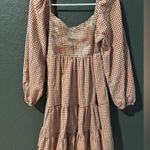 Pink Lilly Gingham Puff Sleeve Dress Red Size M Photo 1