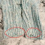 Talbots Sweater Chunky Open Weave 100% Cotton Blue White Size Medium Photo 5