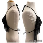 White Fox Boutique White Fox Fringe Matching Set Shorts Triangle Top Rhinestone Black Medium NEW Photo 5