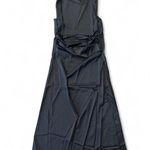 Deluc Acer Black Satin Midi Dress S Photo 5
