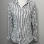 Jane and Delancey Button Up Blouse Medium Blue Striped Photo 3