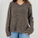 vintage cottagecore speckled brown henley knit pullover sweater cotton blend xl Photo 0