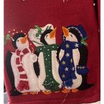 White Stag Y2K Christmas Sweater Sz L Holiday Penguins Snowflakes Red Photo 2