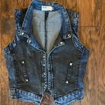 Y2K J&Y Patchwork Denim Vest Zip Front/Open Front Studded, Moto 80's, Size S Blue Photo 0
