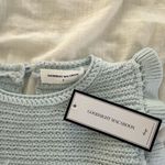 Goodnight Macaroon Women’s Small Blue Crochet Sweater Ruffle Top NWT Photo 3