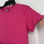 Old Navy Solid Hot Pink Tiered Shirt Dress Short Sleeve Pockets Casual Size S Photo 2