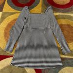 Mi Ami Houndstooth Print Plaid Black and White Square Neck Dress Long Sleeve Size M Photo 0