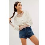 Free People Bohemian Gauze Lucy Solid Swing Top in White Size XL Cottage Photo 5