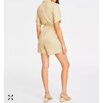 Womens XL Romper Shorts Linen Jumpsuit Classic Resort Elegant Preppy Boho Cruise Tan Photo 1