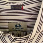 La Martina Blue White Striped Button Down Photo 3