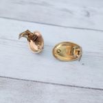 Vintage Clip On Earrings Oval Shaped Faux Pearl with Gold Tone Halo Photo 5