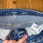 Old Navy Blue Denim Frayed Hem Mini Skirt Higher High Rise Smooth Pockets 6 Photo 4