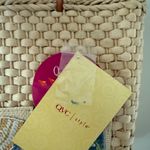 QVC Straw Tote Bag Umbrella Flip Flop Beach Chair Sequin Woven Beach Vacation Brown Photo 5