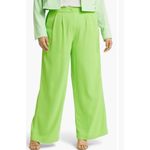 11 Honoré 11 Honore NWT Macy Wide Leg Pants 16 Neon Bright Green Pleats $130 Tailored Photo 1