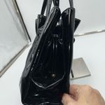 Koret Vintage Patent Leather Three Compartment Gold Tome Rosebud Snap Close Hand Black Photo 2