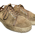 Sundance  Ashbury Lace Up Espadrilles Sneakers Low Top Suede Leather Tan 38 7.5 Photo 0