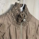 Betsey Johnson  Khaki Tan Scalloped Tie Back Zip Up Jacket- size S Photo 1