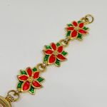 Women’s Poinsettia Quartz analog watch gold tone 25mm bracelet Size 7” running Photo 3