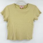 Lisa Says Gah Womens Cotton Basic Ribbed Cropped Baby Tee T Shirt Size XS Green Photo 0