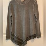 Dantelle Gray Asymmetrical Lace Hem Women's Top. Size-Medium Photo 0
