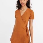 Madewell Texture & Thread Short Sleeve Side-Tie Mini Dress in Burnt Orange Photo 1