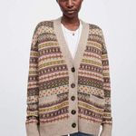 RE/DONE '90s Oversized Cardigan Sweater in Gravel Ruby Multi Brown Wool Medium Photo 0