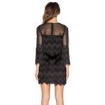 Alexis Xiomarra Fringe Dress Black Size M Sheer Sleeve Cocktail Party Mini Photo 3