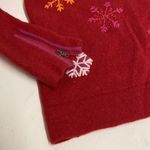 Liz Claiborne Collection Red with Embroidered Snowflakes Wool Photo 1