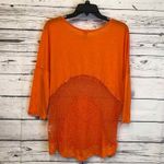 UNIQ‎ orange mesh Inset 3/4 sleeve top T Shirt Women’s Size M Medium Photo 4
