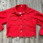 Vintage Y2K red distressed denim jacket Photo 1