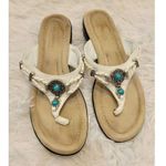 G.H. Bass & Co. White w/ Turquoise decals Wedge Sandals Size 6 Bass Tilda Photo 1