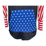 LuLaRoe  Amber Hoodie Size XS Flag Red White Blue Patriotic Americana Black Photo 2