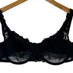 Victoria's Secret Lace Floral Sheer Mesh Bra Womens 38C Sexy Black Glam Coquette Photo 0