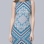 White House | Black Market Reversible Reversible Scarf-Print Knit Sheath Dress M Photo 4