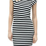 ZARA BLACK AND WHITE ASYMMETRIC NECK DRESS Photo 0