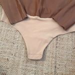 Commando  Faux Leather Longsleeve Crew Bodysuit Brown Tan Small Photo 2
