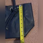 Cole Haan EUC Rigby Small Navy Blue Leather Tote Bag Braided Ties Gold Hardware Photo 8